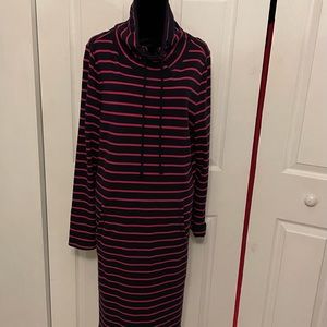 Talbots Hello Saturday! Striped Hooded Dress With Pockets Size Medium